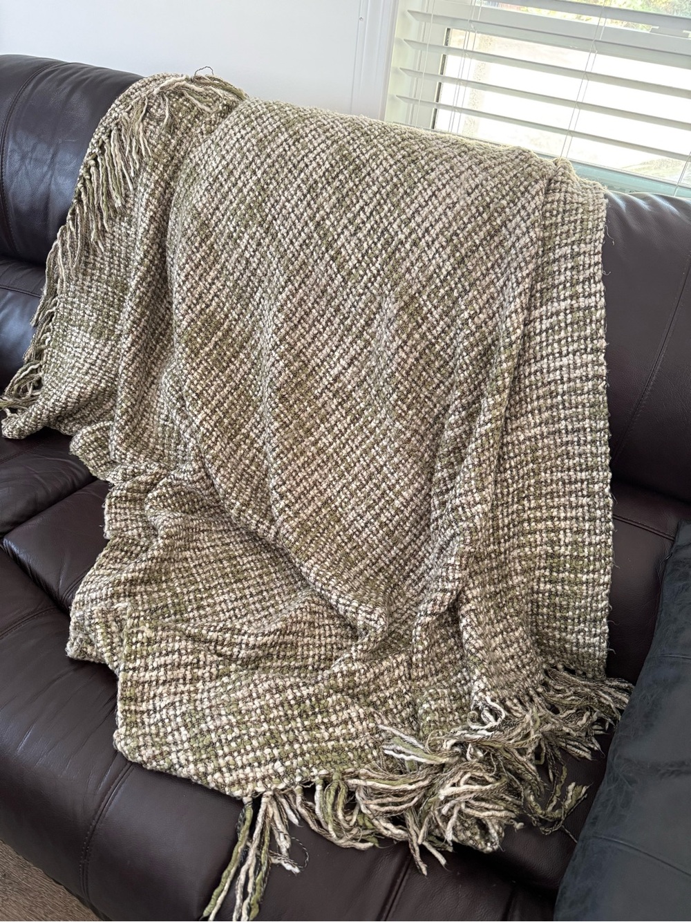 Urban Barn Cozy Olive Green Woven Throw Blanket
